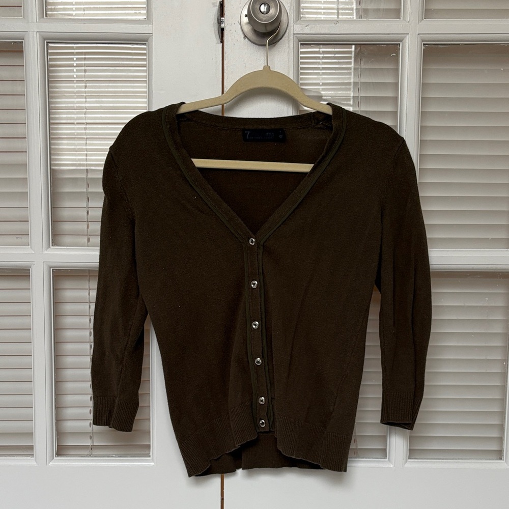 Women's dark green Cardigan Sweater